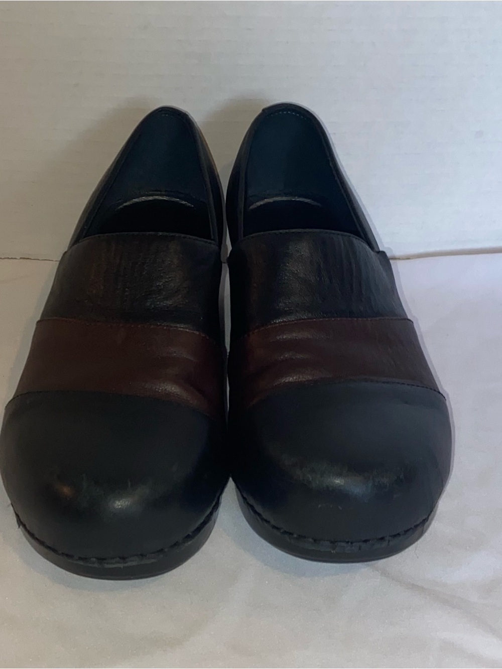 Dansko Black & Brown Leather Clogs Nursing Shoes Women's Size 40 US 9.5 - 10